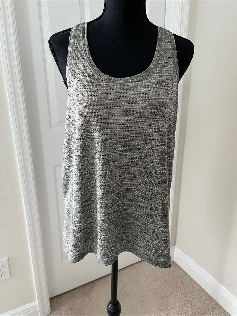 Athleta Heathered Green/Grey Scoop Neck Racer Back Tank